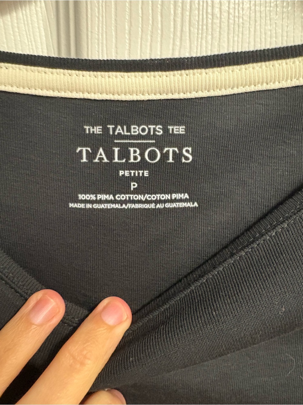 NWT Talbots 100% Pima Cotton Black 3/4 Sleeve T-Shirt Size Small - Picture 3 of 3